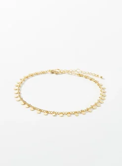 Golden disc ankle chain