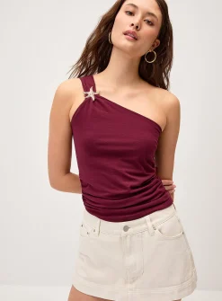 Golden jewel off-the-shoulder cami
