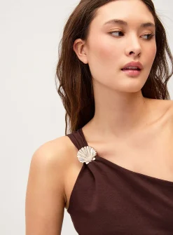 Golden jewel off-the-shoulder cami