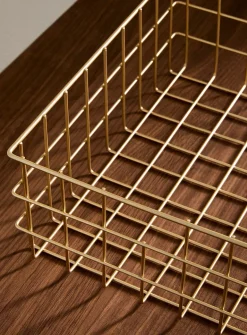 Golden mesh storage basket