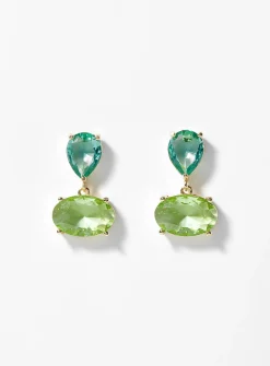 Green faceted gemstone earrings