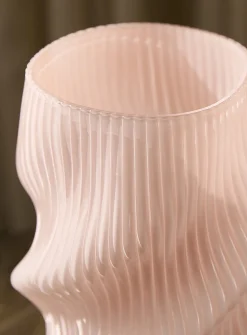 Grooved and twisted light pink vase