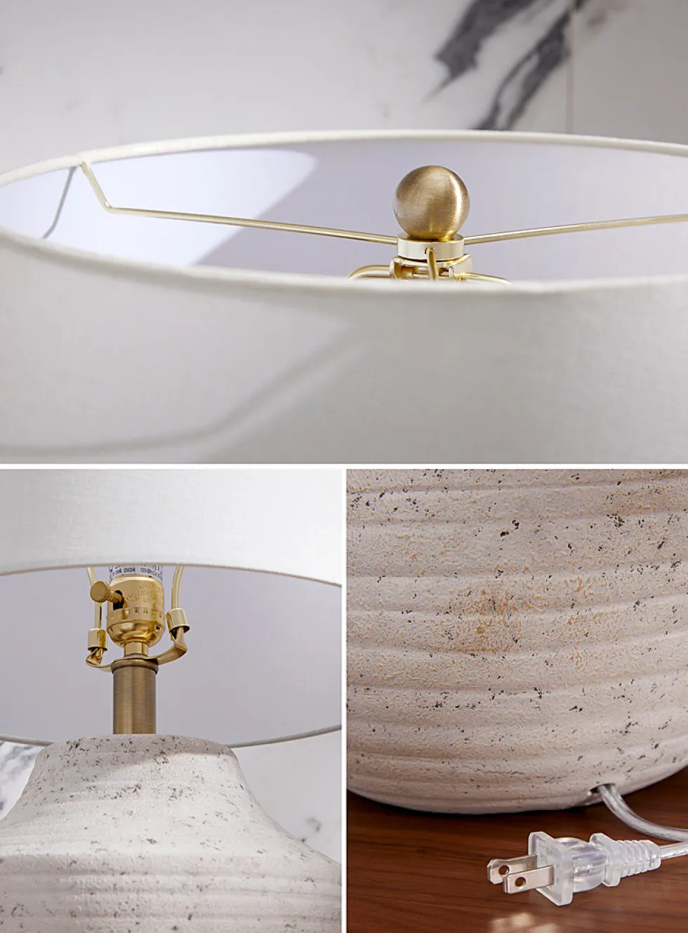 Grooved concrete table lamp