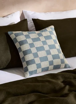 Hatched checks cushion cover