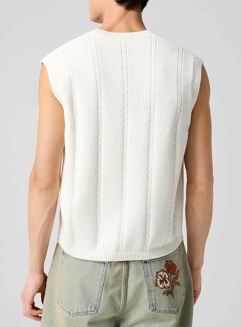 Havana cable-knit embroidered sweater vest