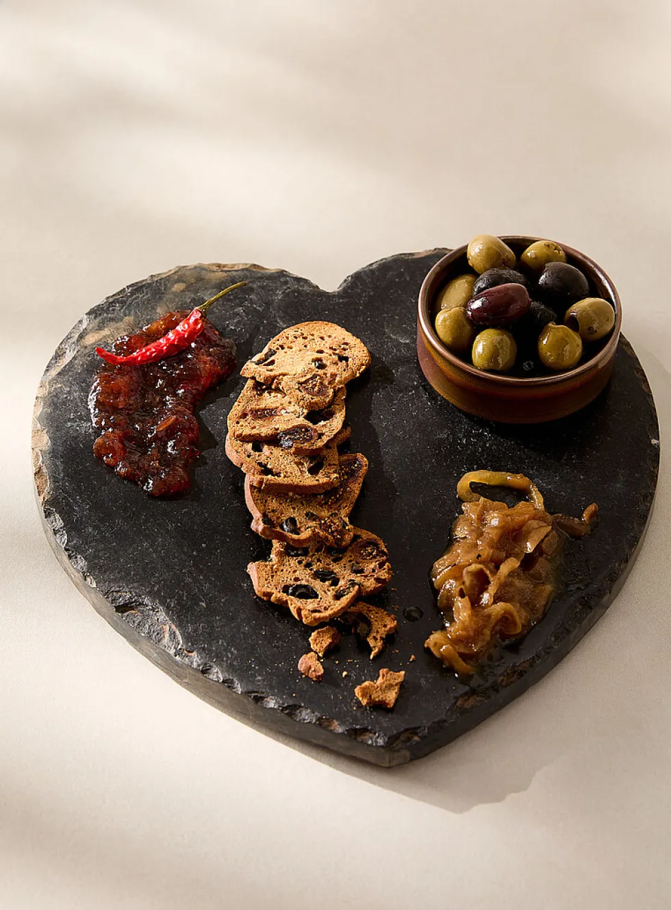 Heart black slate serving tray
