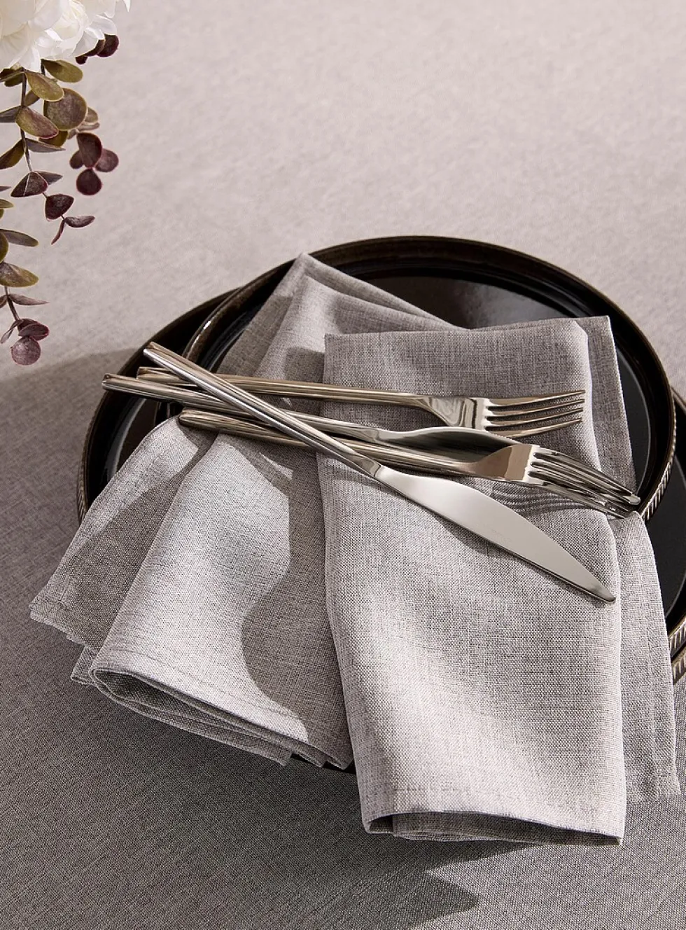 Heather grey jacquard napkins