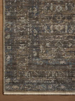 Heritage lagoon blue and tobacco brown indoor rug