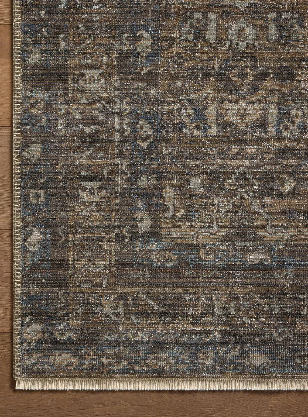 Heritage lagoon blue and tobacco brown indoor rug