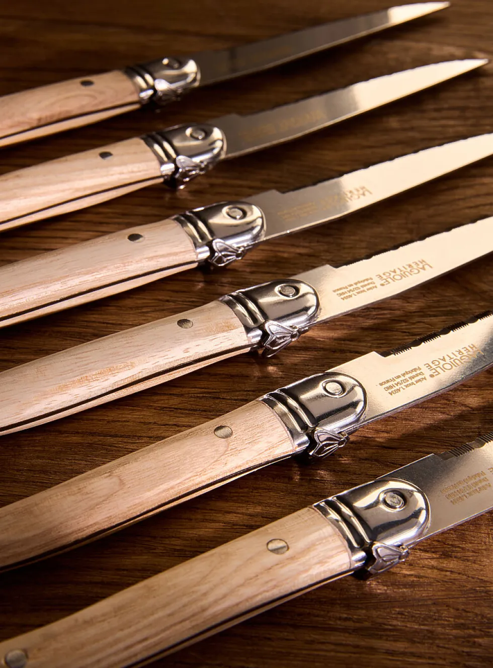 Heritage natural wood steak knife set