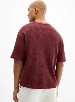 Herringbone textured knit T-shirt