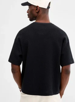 Herringbone textured knit T-shirt