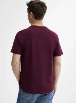 Herringbone-textured T-shirt