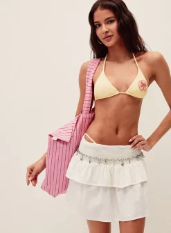 Hibiscus bead embroidery triangle bikini top