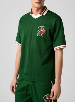 Hibiscus embroidered soccer jersey