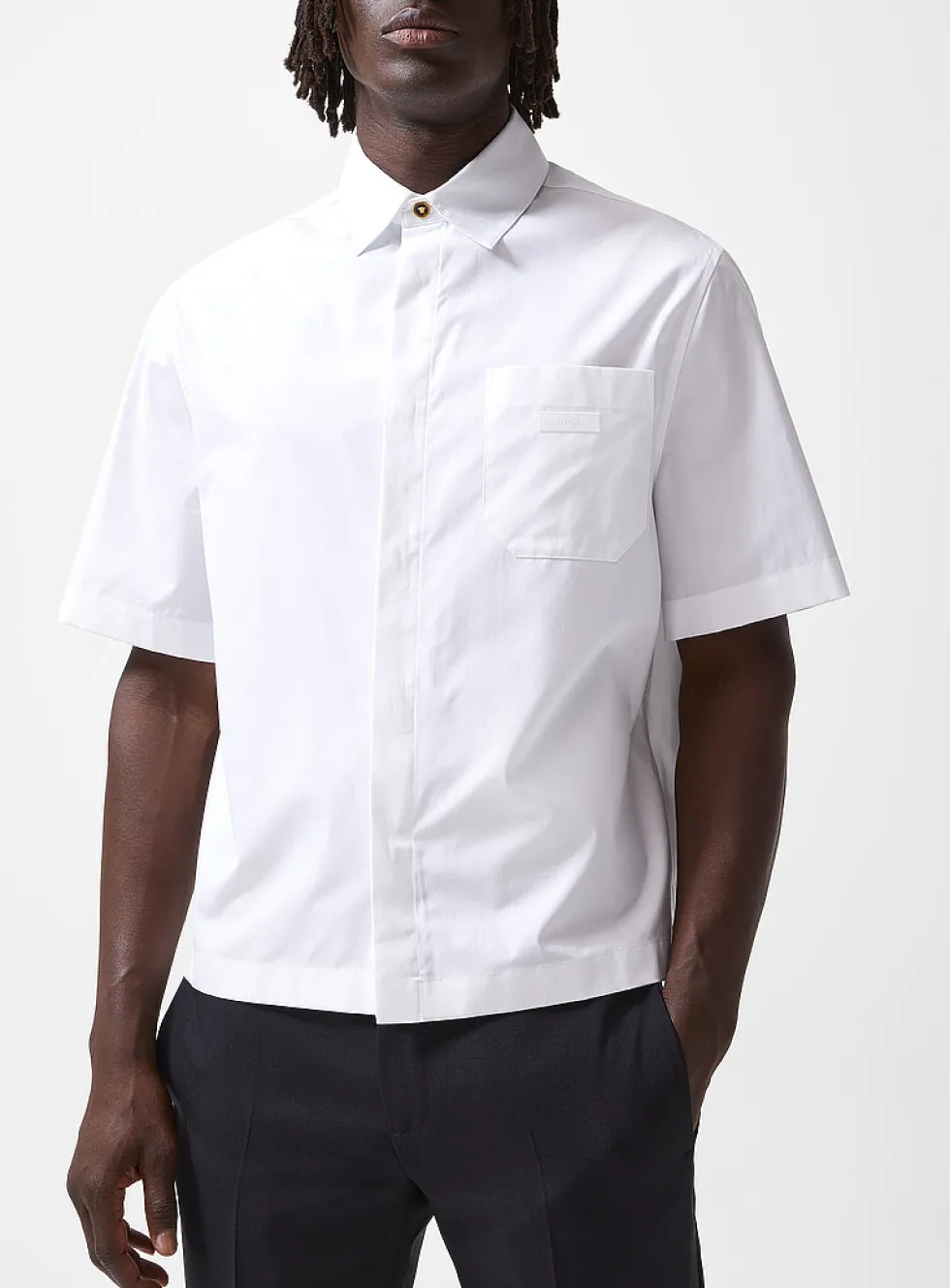 Hidden buttons boxy-fit shirt