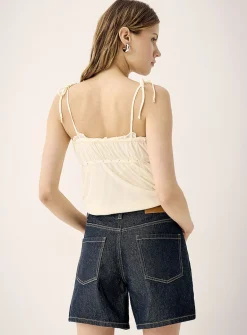 High-rise denim mom short