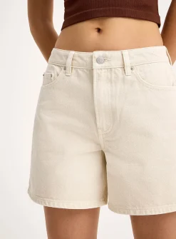 High-rise denim mom short