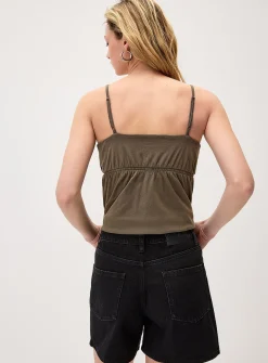 High-rise denim mom short