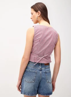 High-rise denim mom short