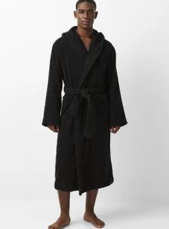Hooded terry bathrobe