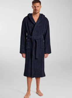 Hooded terry bathrobe