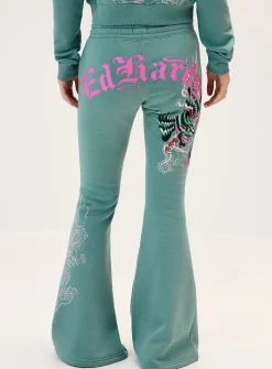 Illustrated fleece bootcut-leg pant
