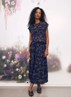 Impressionist irises chiffon skirt