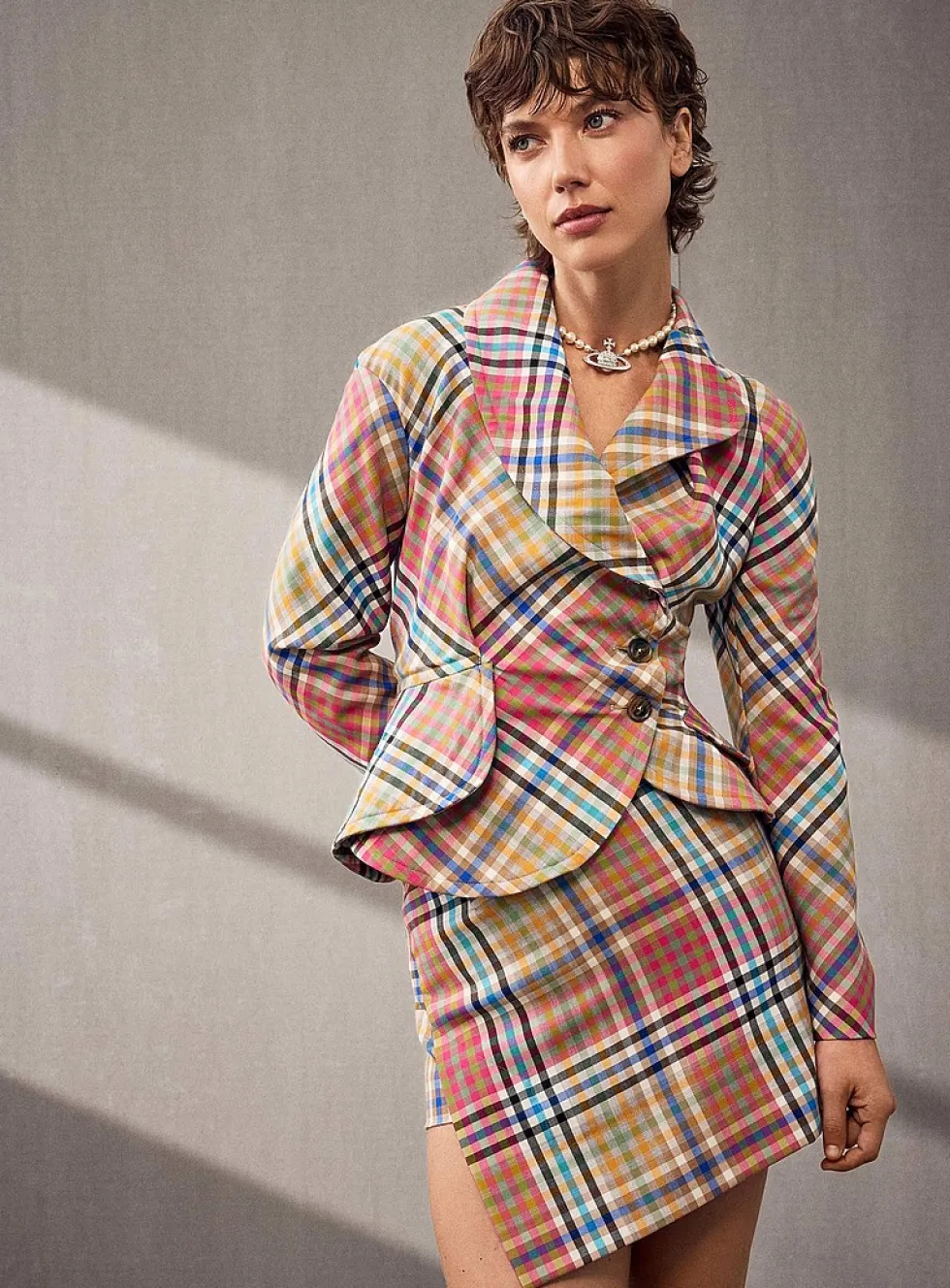 Infinity slanted tartan miniskirt