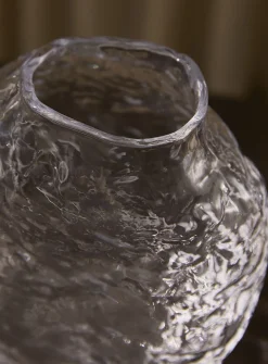 Irregular embossed glass vase