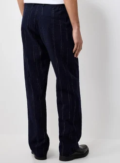 Irregular stripe seersucker pant