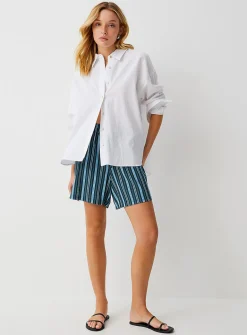 Irregular stripes piqué short