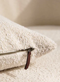 Ivory bouclé fabric removable-cover cushion