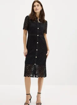 Jewel buttons guipure dress