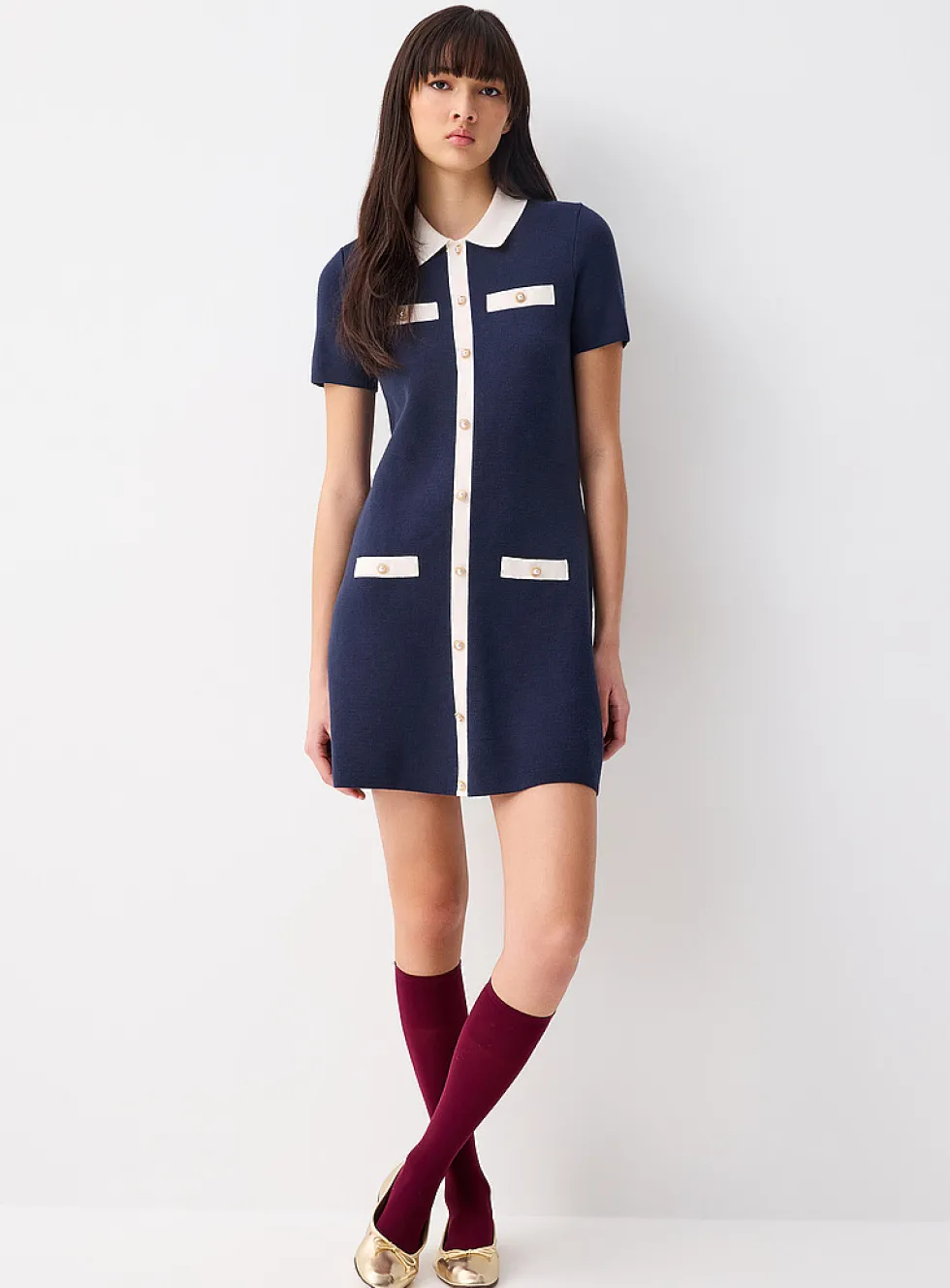 Jewel-button knit dress