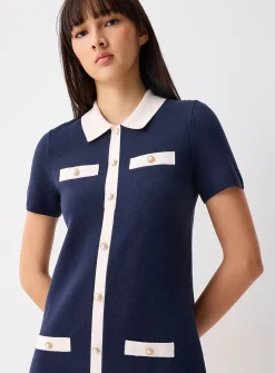 Jewel-button knit dress