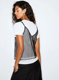 Jewelled diamond pattern V-neck cropped cami