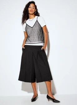 Jewelled diamond pattern V-neck cropped cami