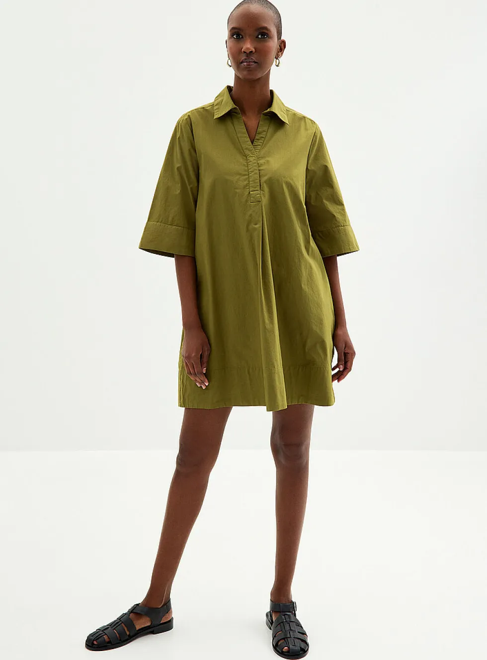 Johnny collar poplin dress
