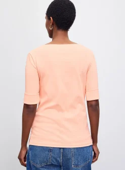 Judy coral boat-neck T-shirt