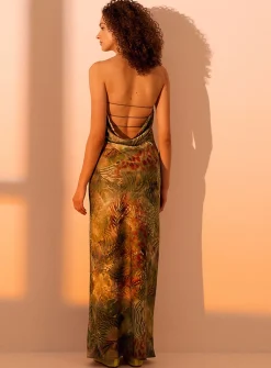 Jungle pattern maxi tube dress