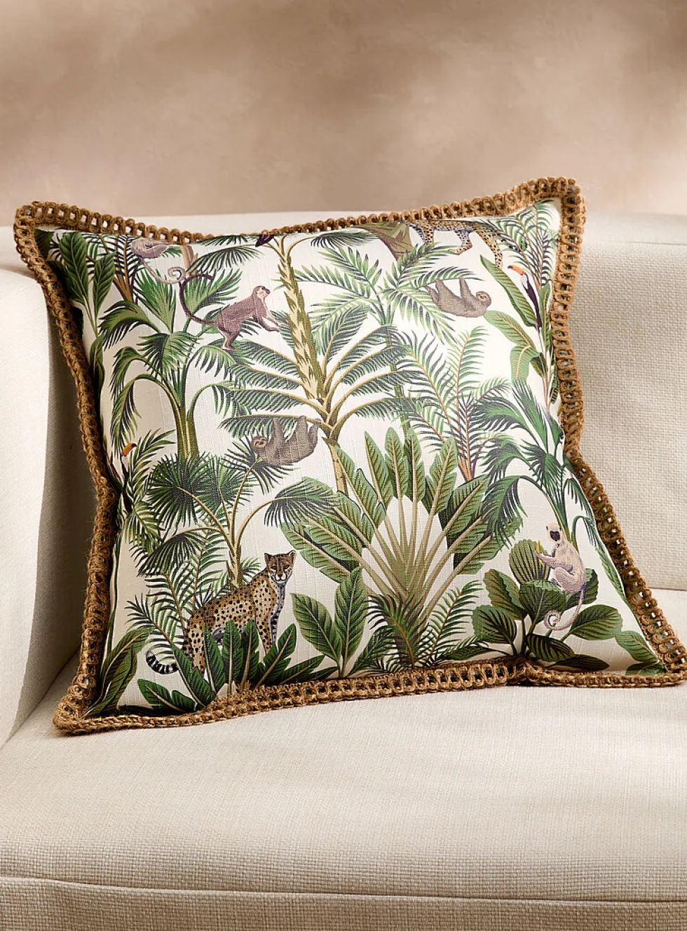 Jungle print removable-cover outdoor cushion