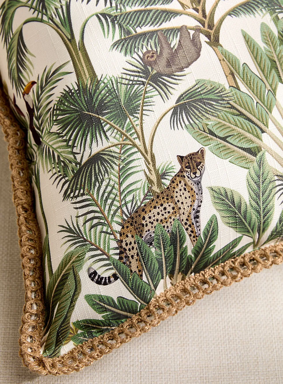 Jungle print removable-cover outdoor cushion