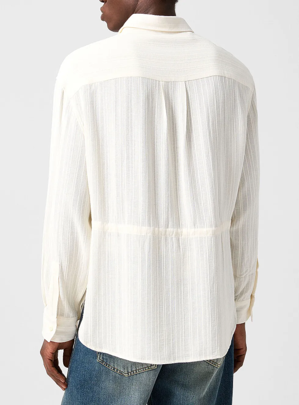Kali textured stripes belted shirt
