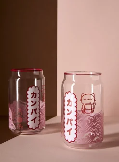 Kawaii cat iced coffee glasses