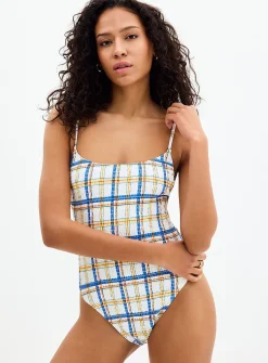Kennedy check smocked one-piece