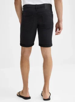 Knit-like underside black denim Bermudas
