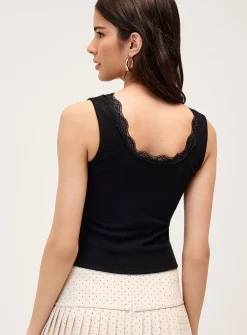 Lace collar cropped cami