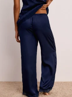 Lace hem satiny pant