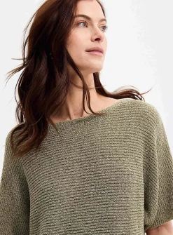 Lace insert boxy-fit bouclé-knit sweater